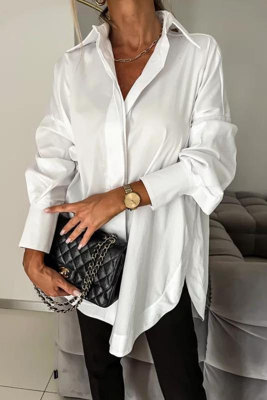 Muireann White Long Sleeve Shirt sold by Va Va Voom