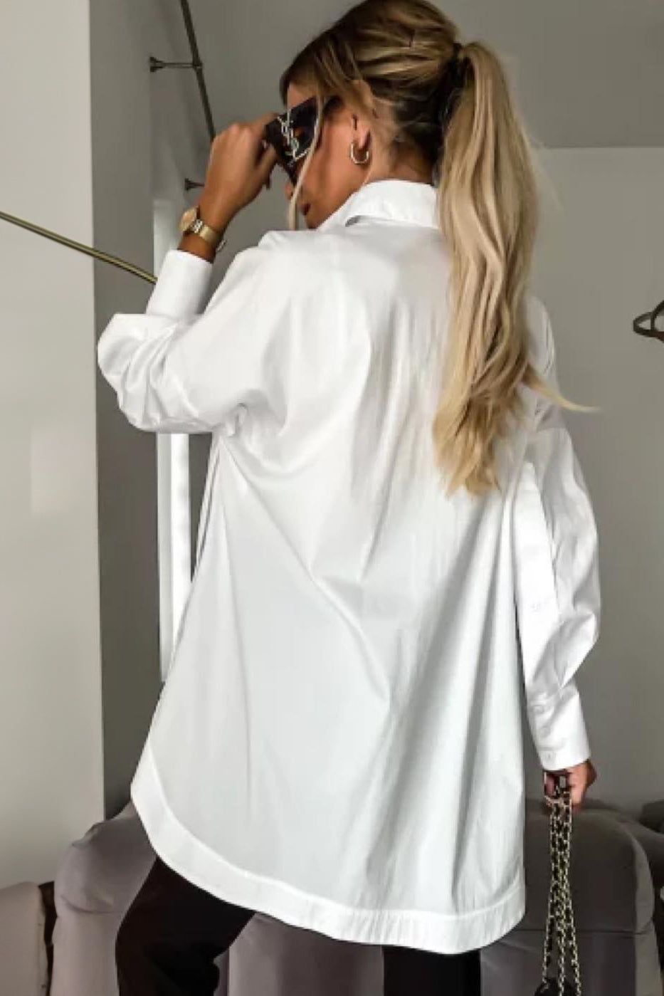 Muireann White Long Sleeve Shirt sold by Va Va Voom product image thumbnail 2