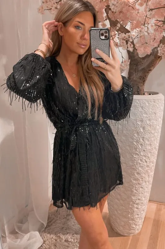 Wynter Black Sequin Dress sold by Va Va Voom