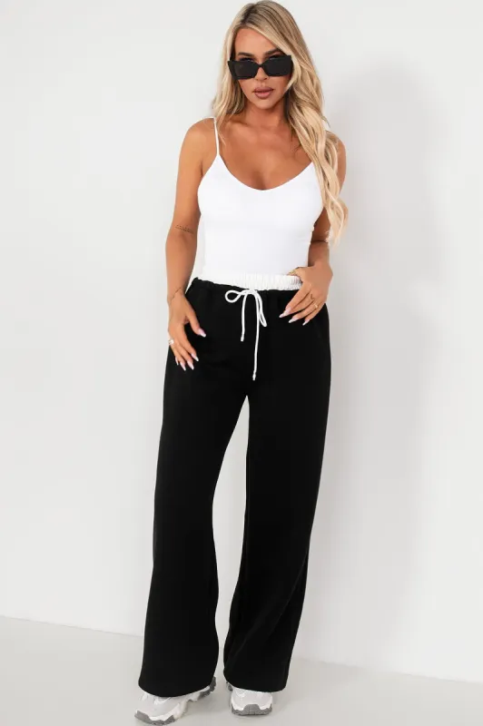 Zilda Black Wide Leg Joggers sold by Va Va Voom