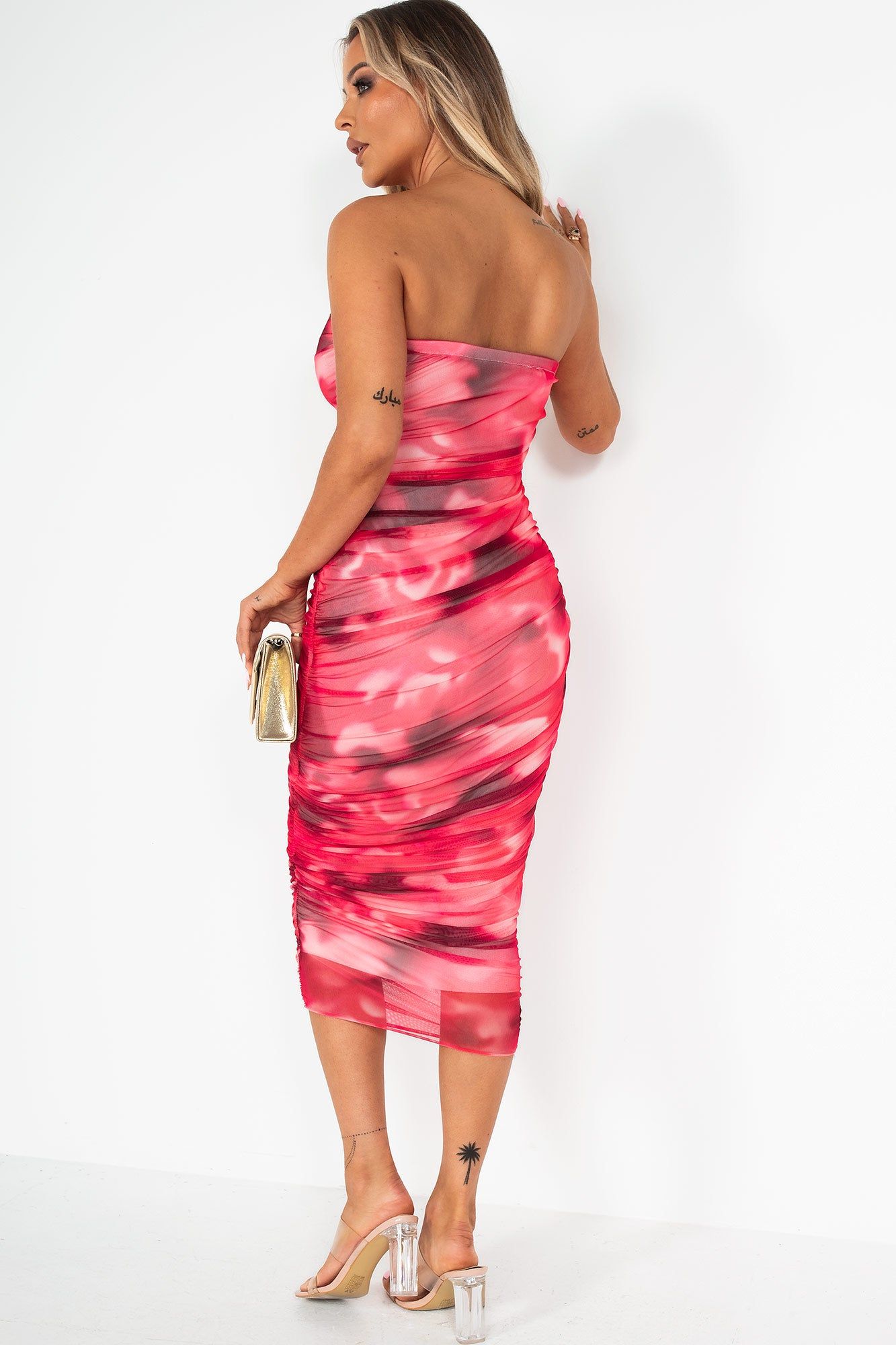 Allison Fuchsia Mesh Print Dress sold by Va Va Voom product image thumbnail 2