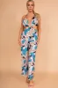 Dora Teal Leaf Print Jumpsuit sold by Va Va Voom
