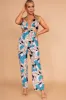 Dora Teal Leaf Print Jumpsuit sold by Va Va Voom