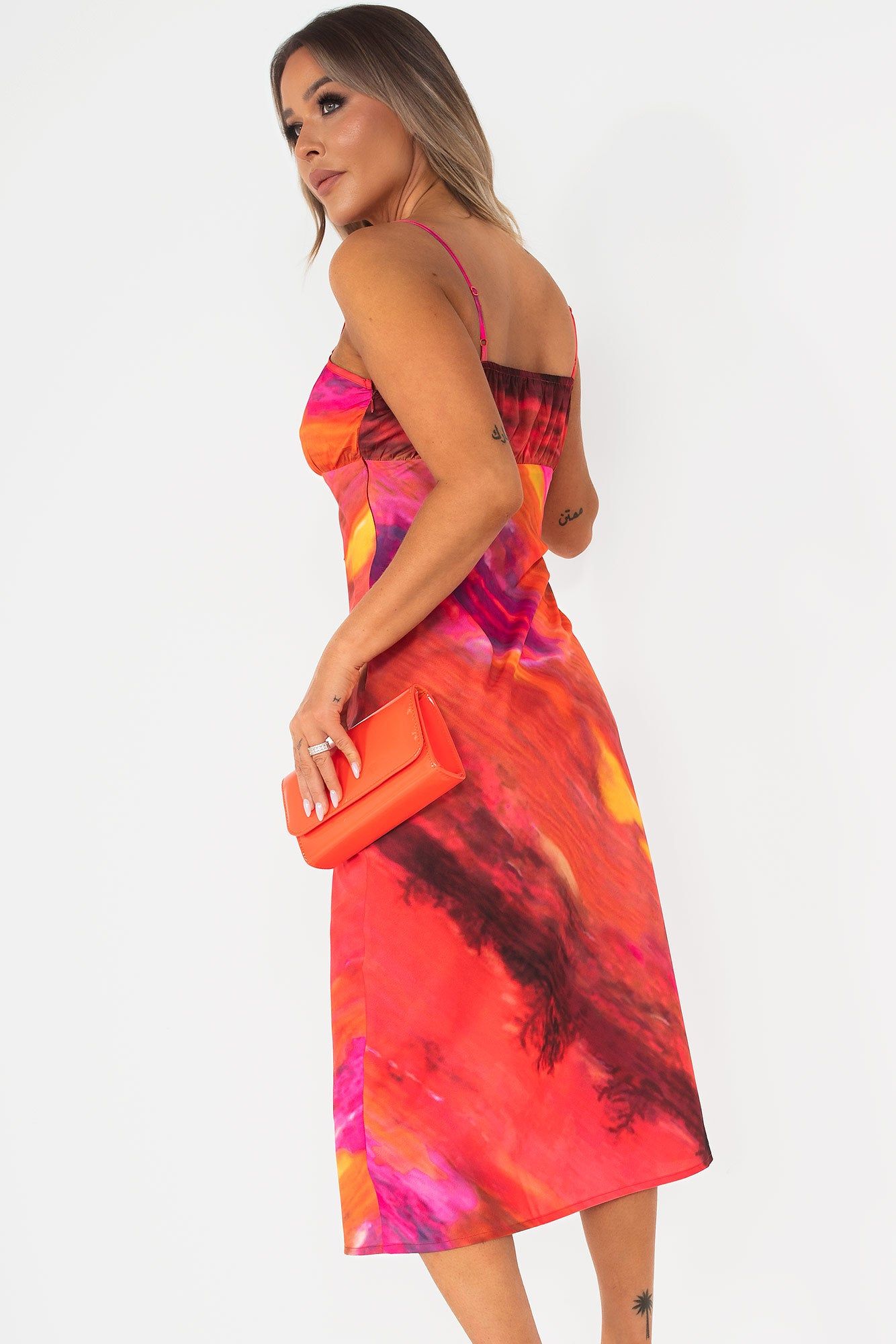 Irina Orange and Pink Tie Dye Dress sold by Va Va Voom product image thumbnail 2