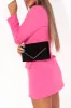 Pamela Black Suedette Gold Trim Clutch sold by Va Va Voom