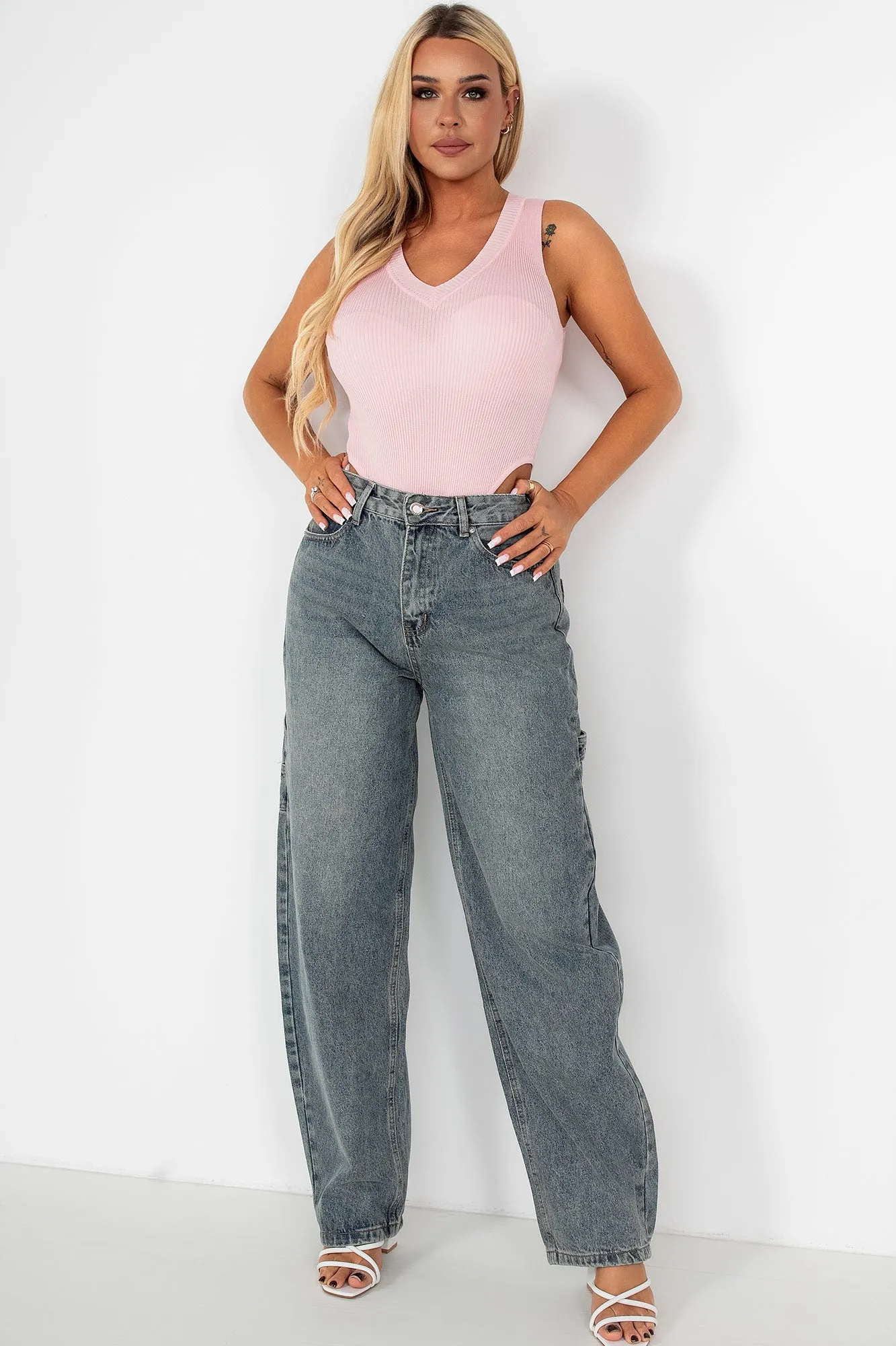 Jaelyn Pink Knit Sleeveless Bodysuit sold by Va Va Voom product image thumbnail 2