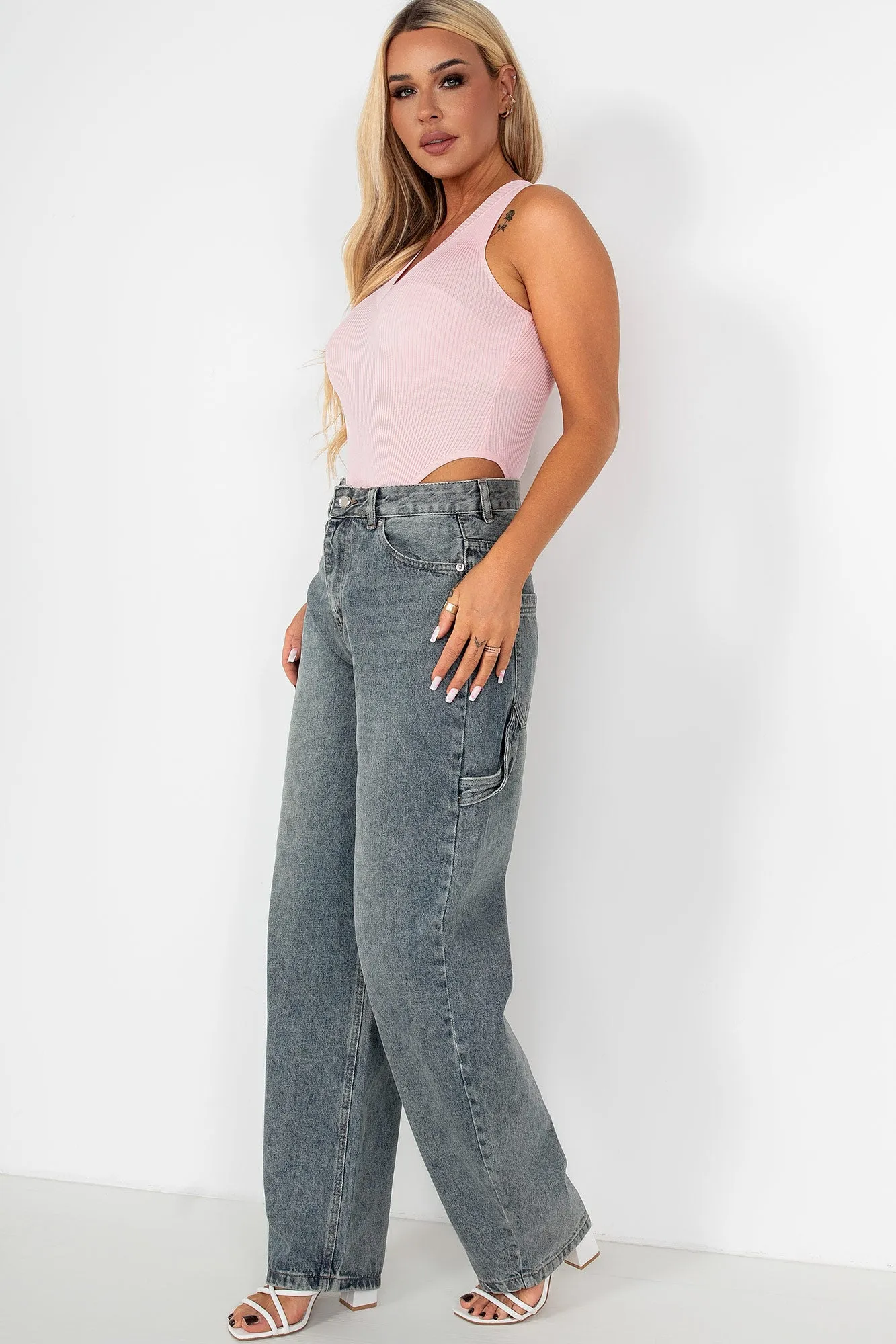 Jaelyn Pink Knit Sleeveless Bodysuit sold by Va Va Voom product image thumbnail 3