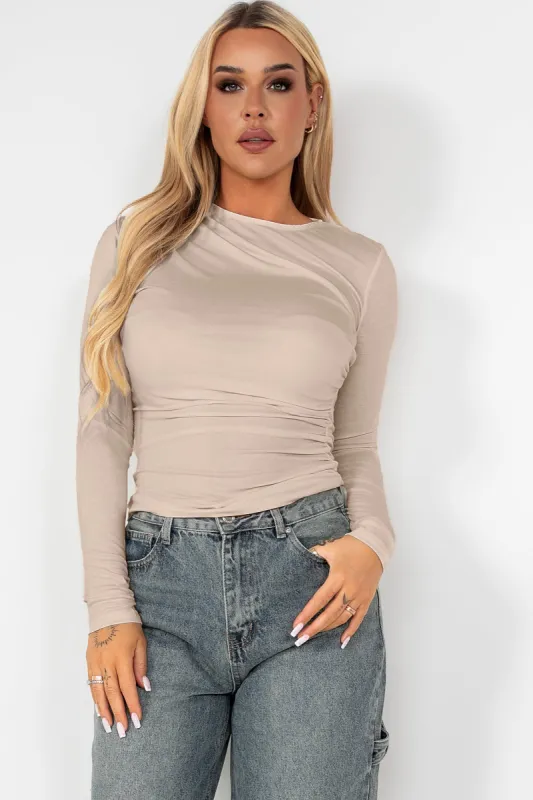Oaklee Stone Long Sleeve Top sold by Va Va Voom