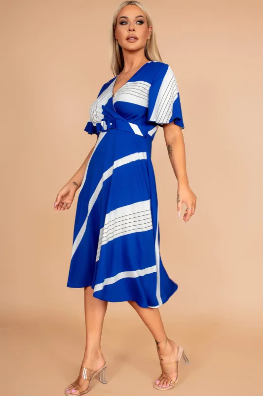 Girl In Mind Nadine Blue Striped Dress sold by Va Va Voom
