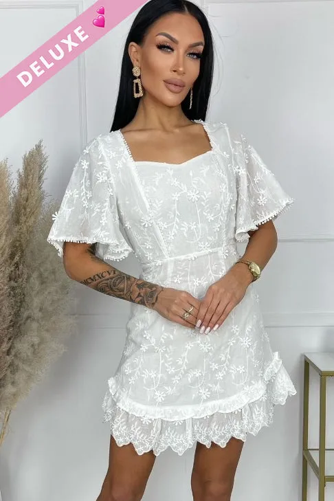 Rosella White Embroidered Dress sold by Va Va Voom