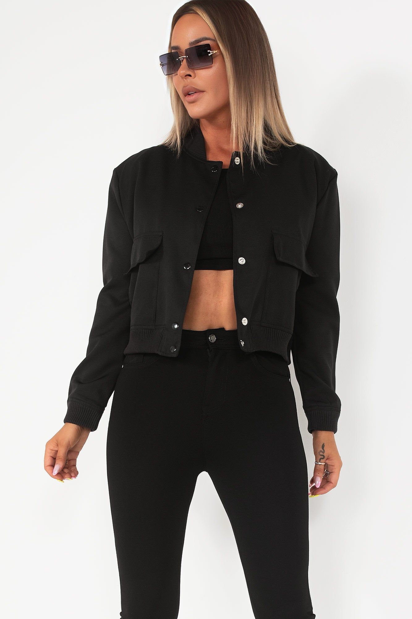 Danica Black Bomber Jacket sold by Va Va Voom