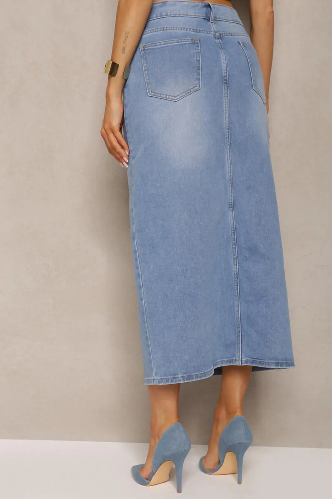 Sabrina Blue Denim Midi Skirt sold by Va Va Voom product image thumbnail 2