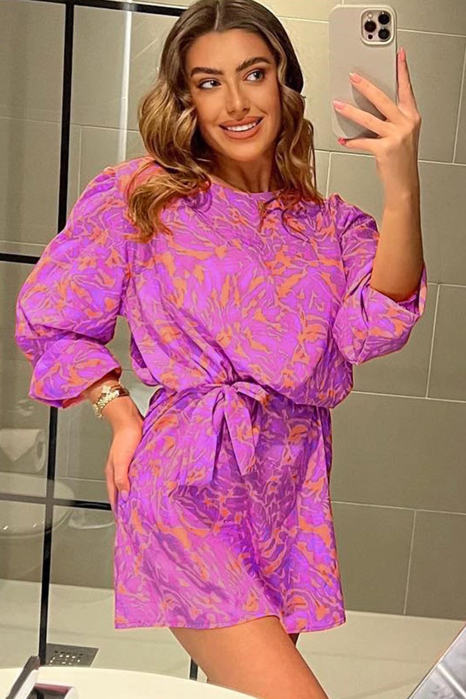 Elizabeth Purple Printed Dress sold by Va Va Voom product image thumbnail 2