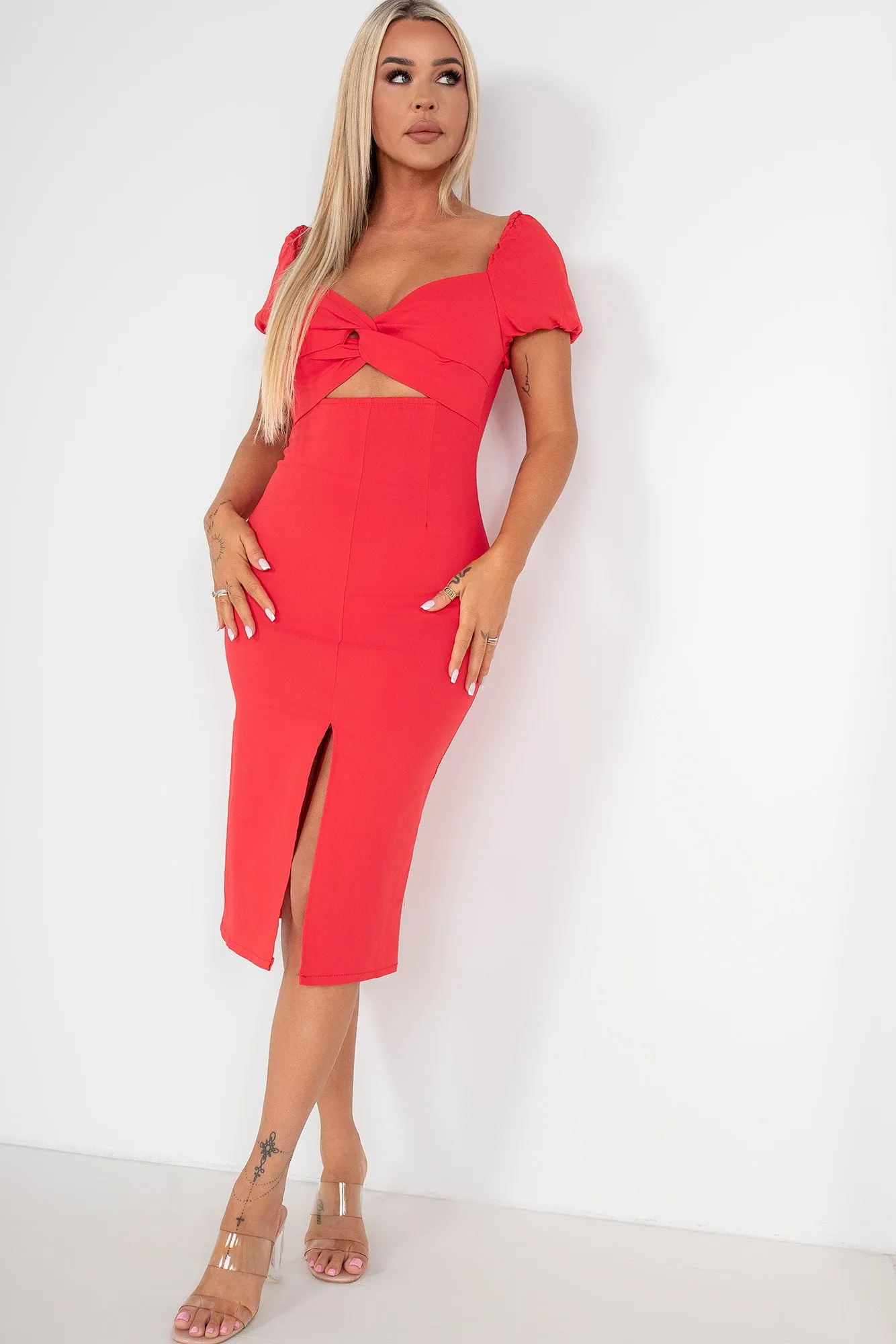 Iva Red Knot Front Dress sold by Va Va Voom product image thumbnail 4