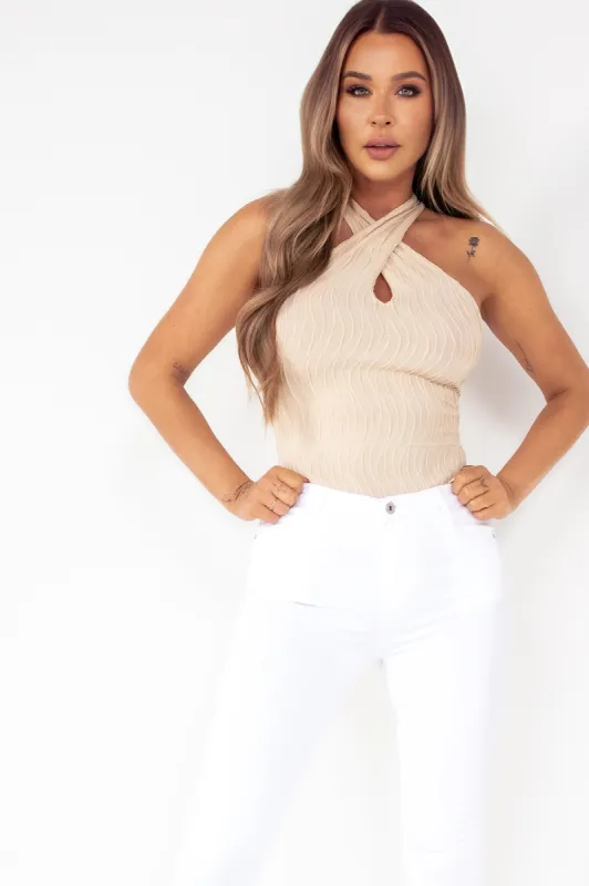 Emer Nude Textured Top sold by Va Va Voom