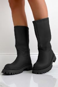 Polly Black Chunky Sole Boots sold by Va Va Voom