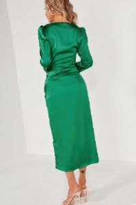 Ilissa Green Satin Wrap Over Dress sold by Va Va Voom