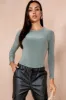 AX Paris Gracie Khaki Slinky Bodysuit sold by Va Va Voom