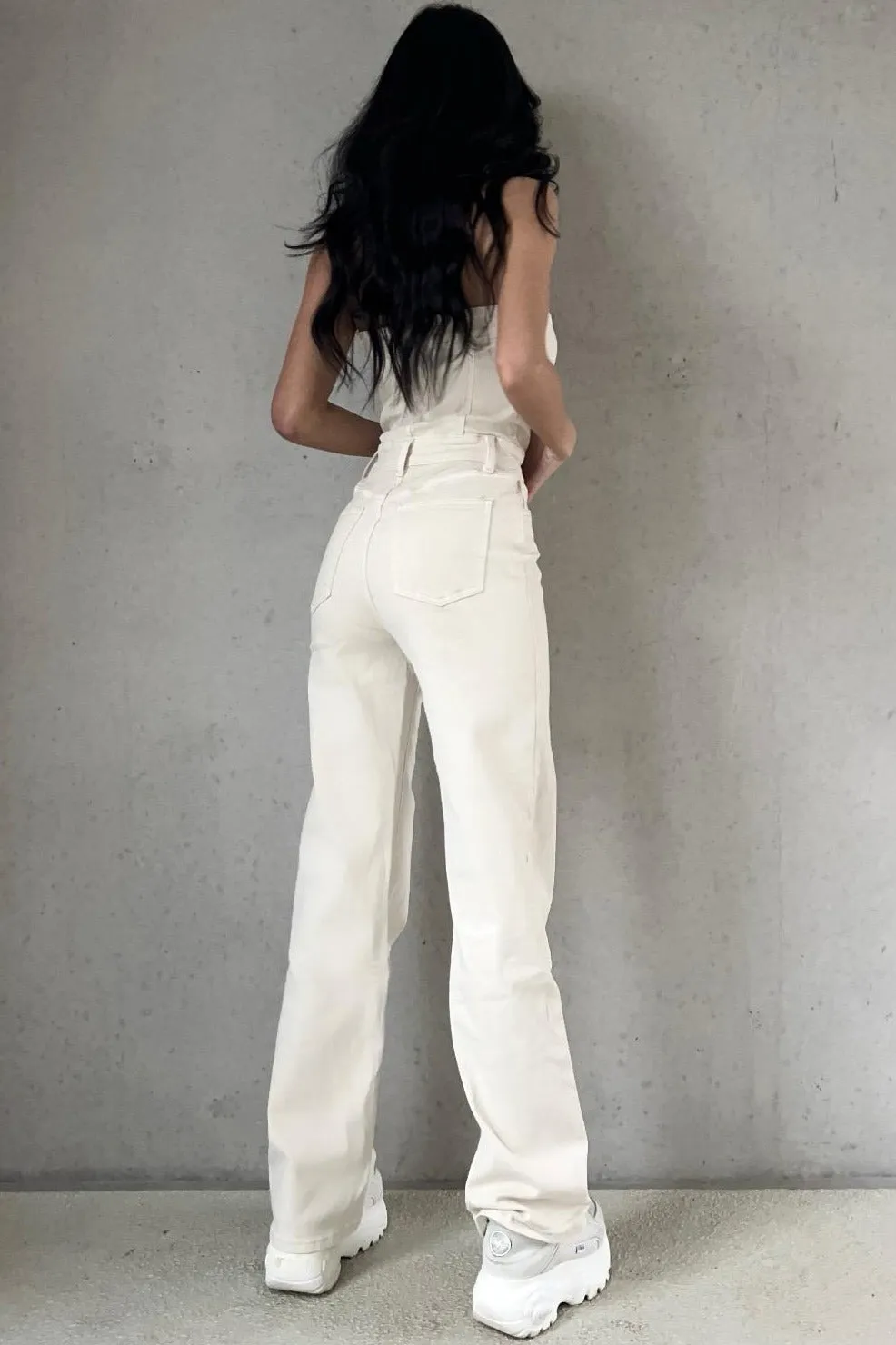 Eliza Cream Denim Jumpsuit sold by Va Va Voom product image thumbnail 2