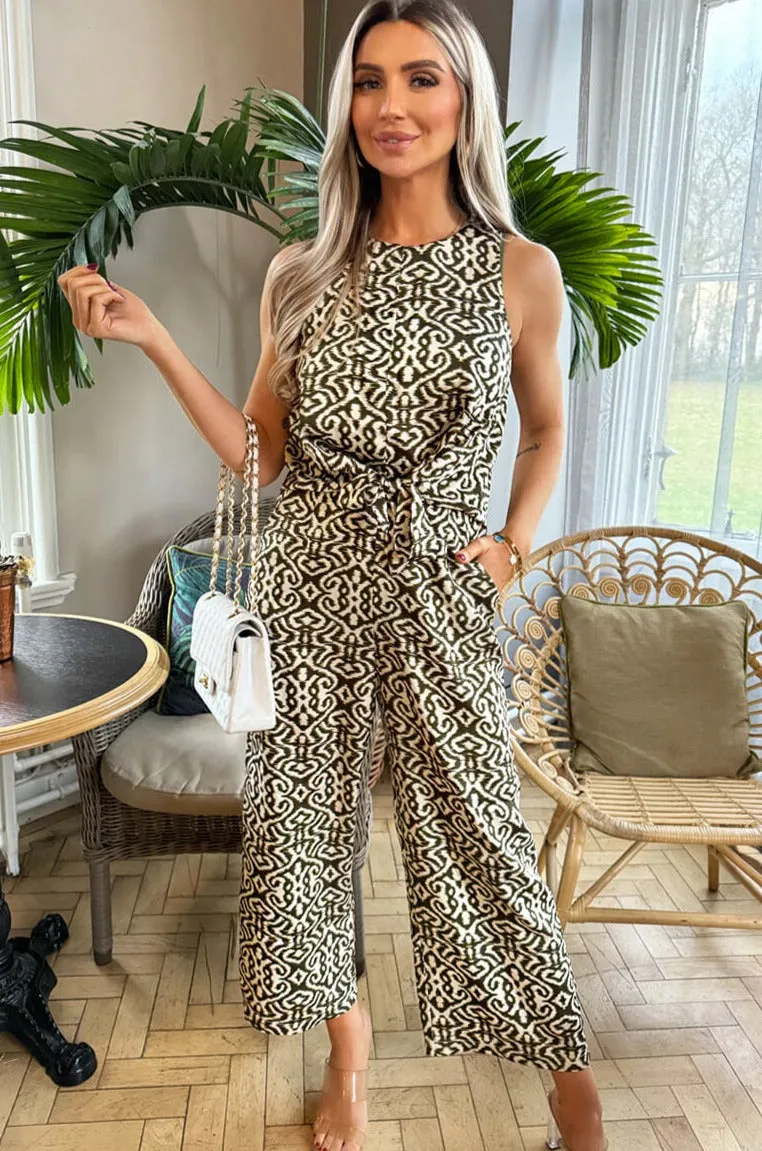 AX Paris Cindy Khaki Knot Front Print Jumpsuit sold by Va Va Voom product image thumbnail 3