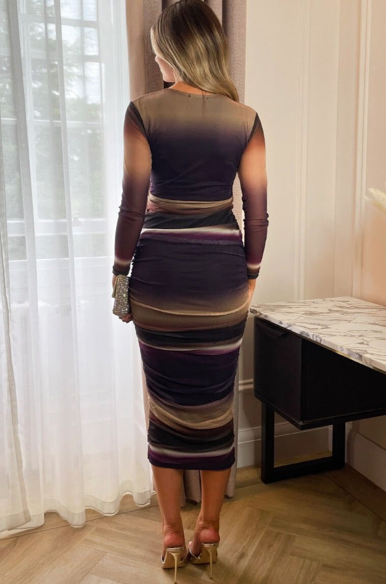 AX Paris Blake Plum Mesh Print Dress sold by Va Va Voom product image thumbnail 2