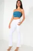 Clyde Blue Bandeau Shirred Top sold by Va Va Voom
