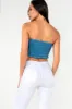 Clyde Blue Bandeau Shirred Top sold by Va Va Voom