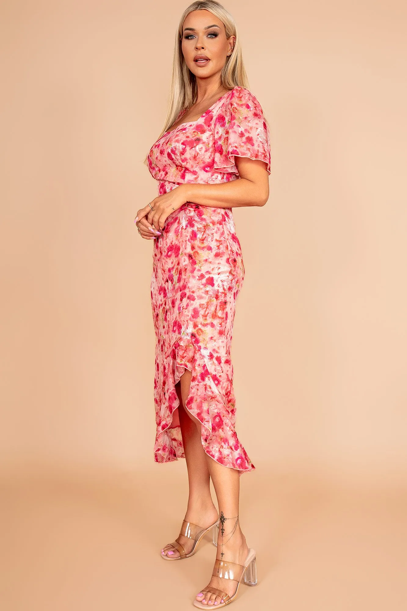 Girl In Mind Heidi Red Floral Midi Dress sold by Va Va Voom product image thumbnail 3