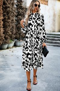 Katherine Monochrome Printed Midi Dress sold by Va Va Voom