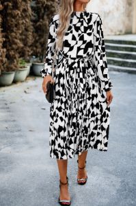 Katherine Monochrome Printed Midi Dress sold by Va Va Voom
