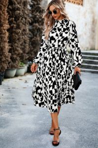 Katherine Monochrome Printed Midi Dress sold by Va Va Voom