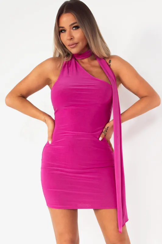 Lorraine Magenta Scarf Neck Dress sold by Va Va Voom