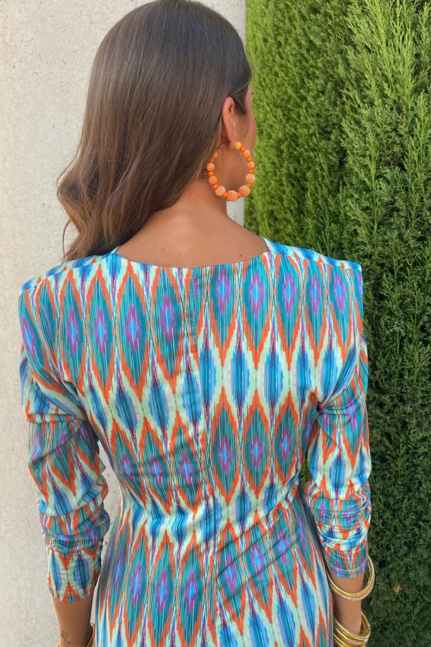 Imara Blue Print Cut Out Dress sold by Va Va Voom product image thumbnail 4