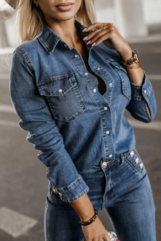 Inaya Blue Denim Shirt sold by Va Va Voom