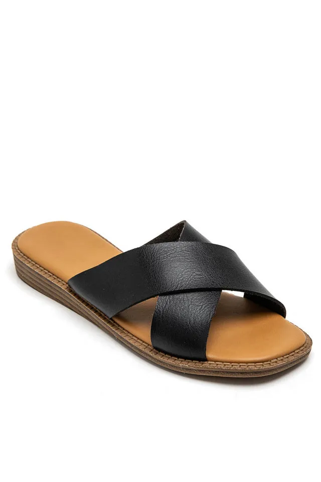 Udelia Black Faux Leather Sliders sold by Va Va Voom product image thumbnail 5