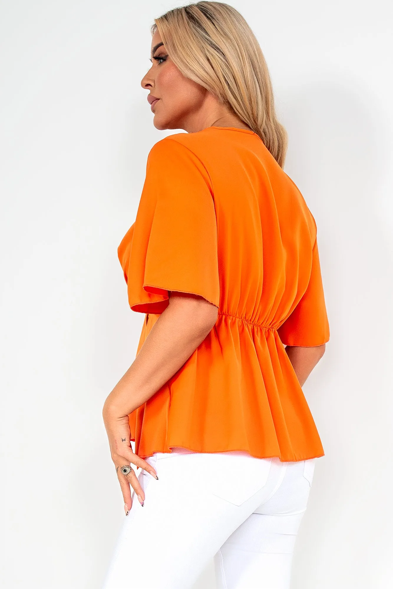 Frida Orange Tie Front Wrap Top sold by Va Va Voom product image thumbnail 2