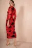 AX Paris Cameron Red Mesh Print Dress sold by Va Va Voom