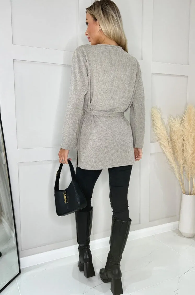 AX Paris Odessa Oatmeal Knit Top sold by Va Va Voom product image thumbnail 3