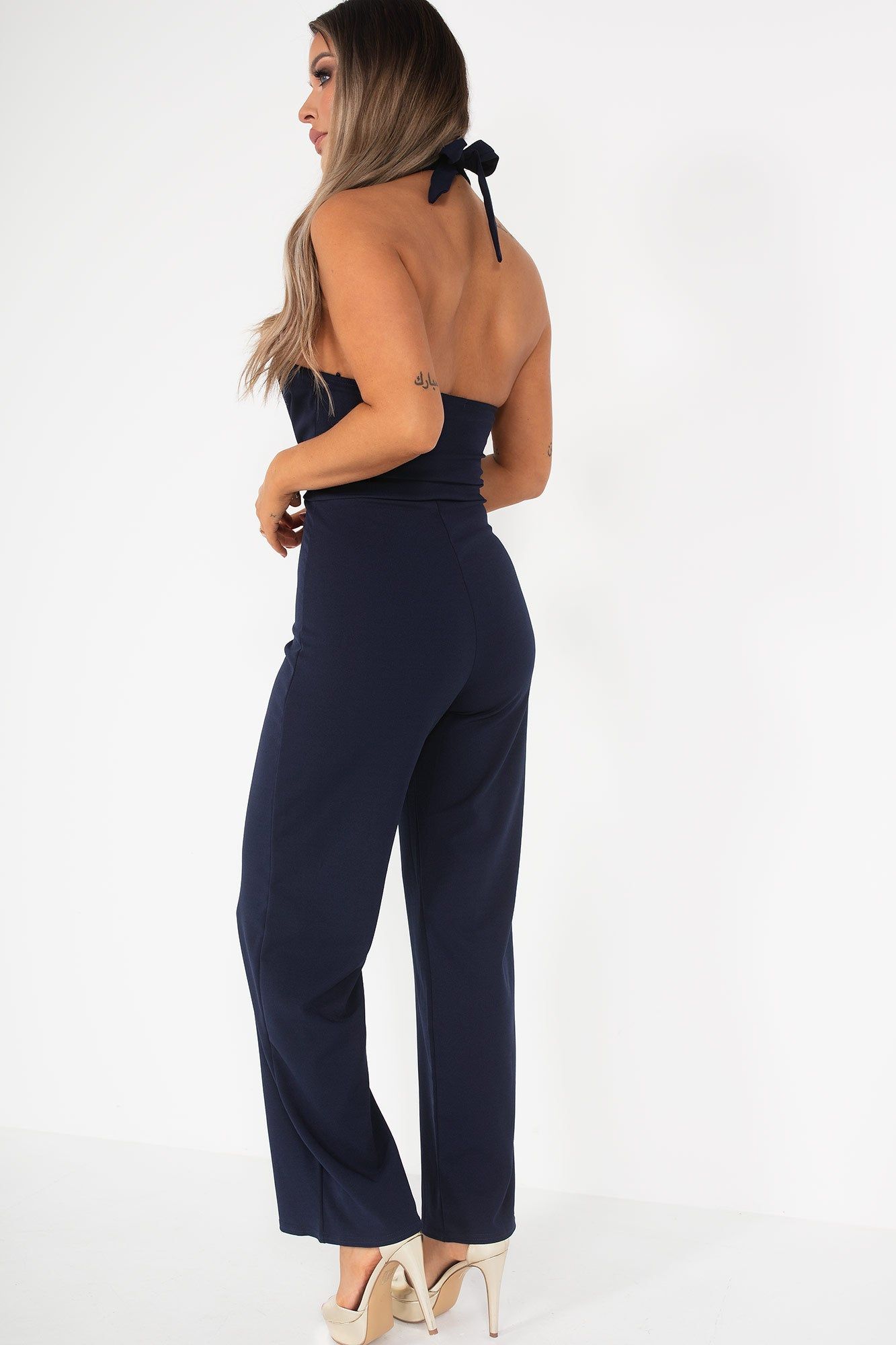 AX Paris Germani Navy Halter Neck Jumpsuit sold by Va Va Voom product image thumbnail 2