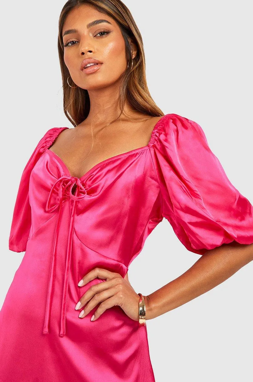 Tiffany Pink Satin Midi Dress sold by Va Va Voom product image thumbnail 3