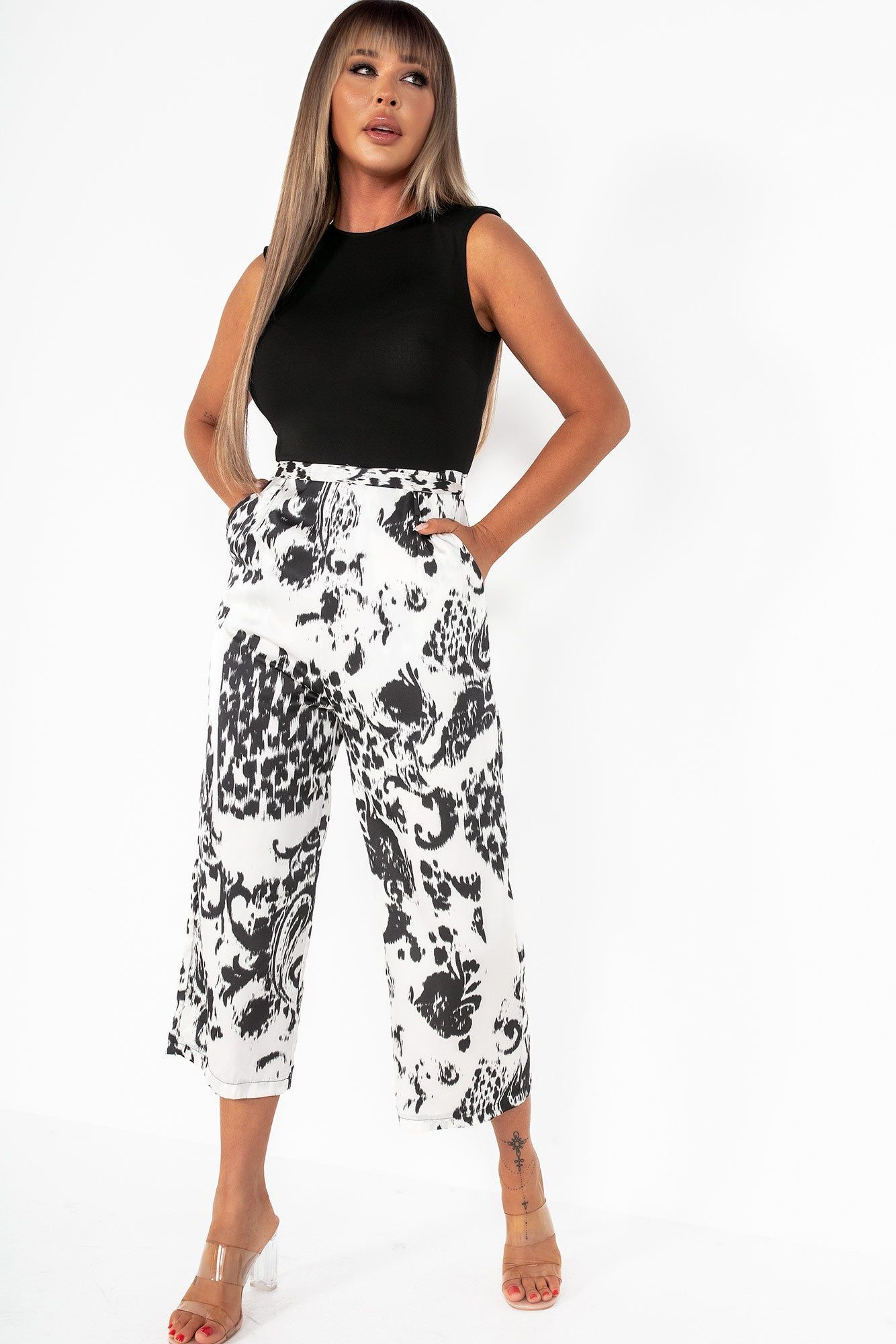 AX Paris Ginny Black and Cream Printed Jumpsuit sold by Va Va Voom product image thumbnail 4