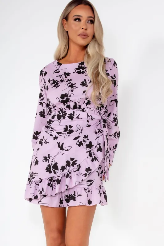Dolce Lilac Floral Wrap Over Dress sold by Va Va Voom