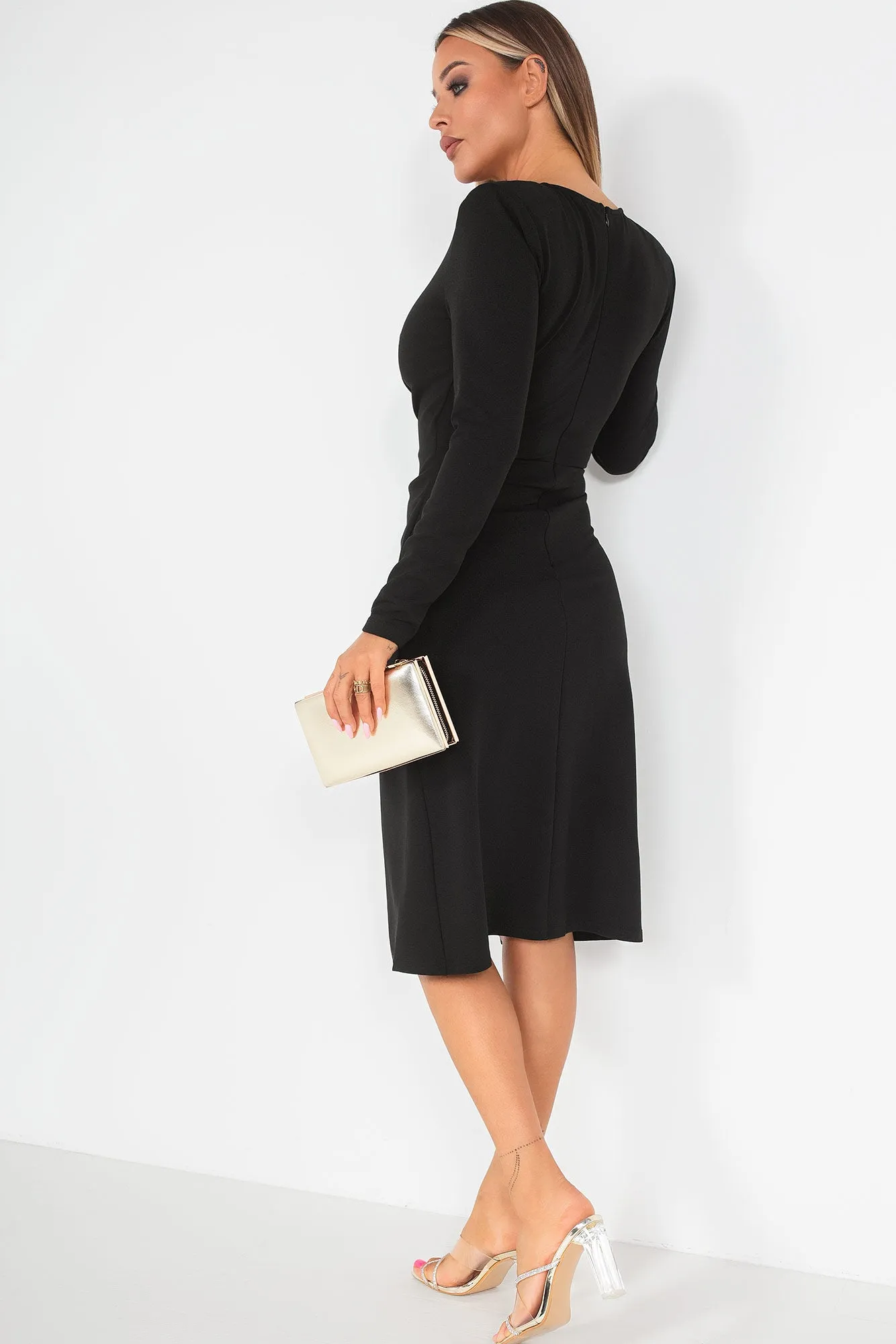 Girl In Mind Fran Black Wrap Dress sold by Va Va Voom product image thumbnail 2