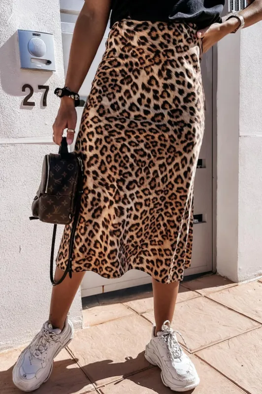 Della Leopard Print Midi Skirt sold by Va Va Voom
