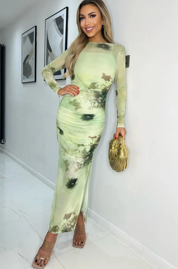 AX Paris Amanda Lime Mesh Print Dress sold by Va Va Voom product image thumbnail 3