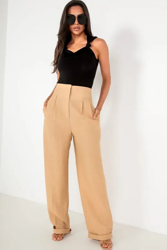 Althea Camel Tailored Trousers sold by Va Va Voom