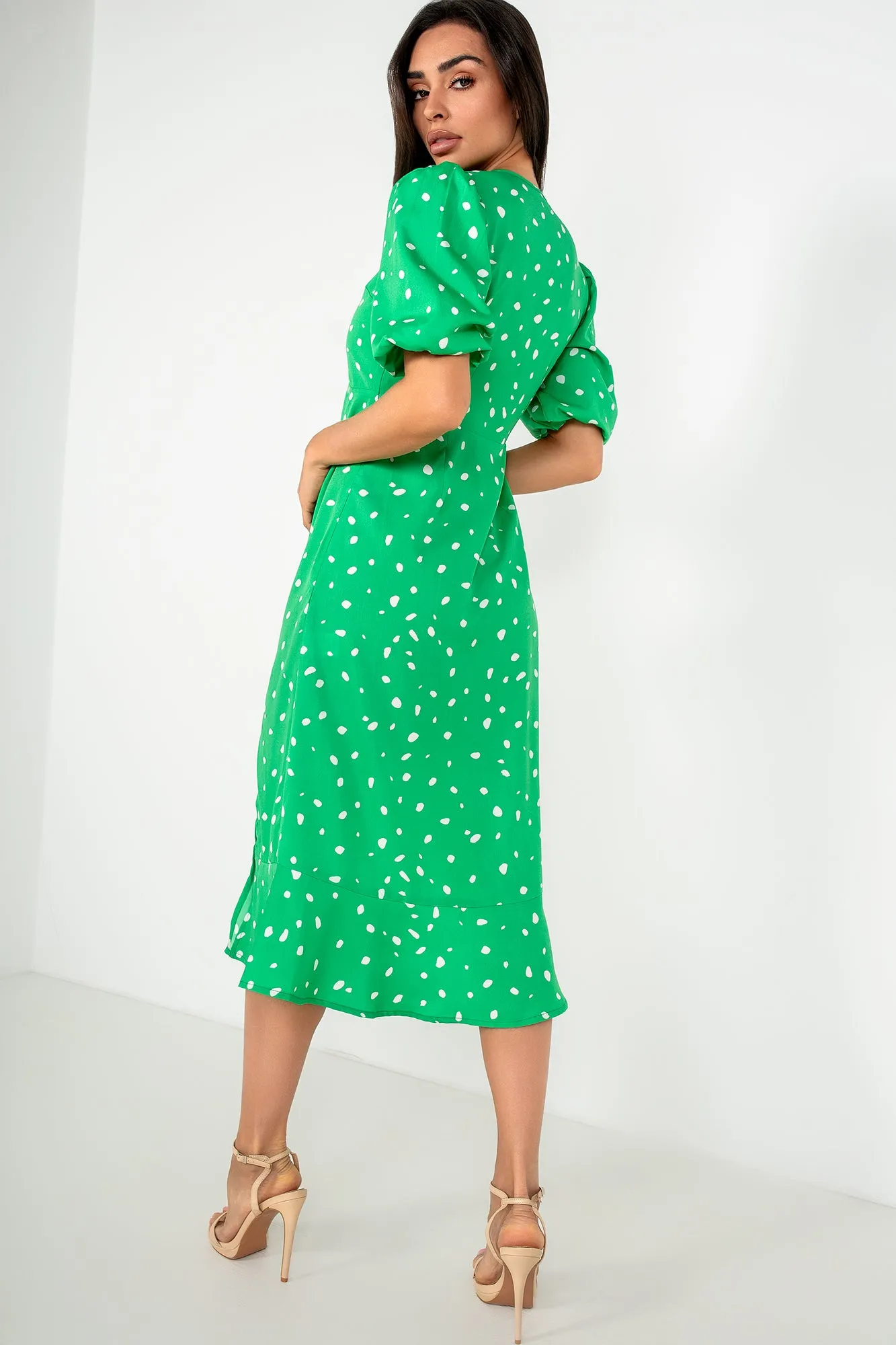 Nevan Green Spotted Midi Dress sold by Va Va Voom product image thumbnail 2