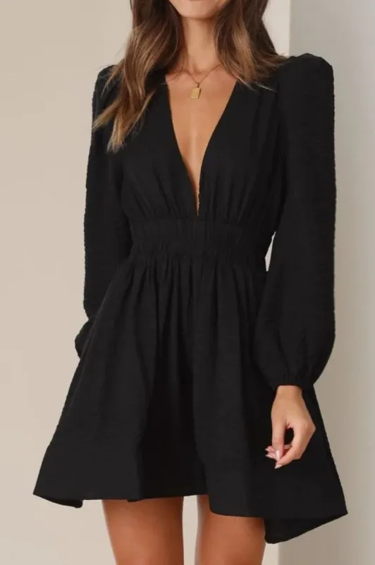 Alanis Black V Neck Dress sold by Va Va Voom