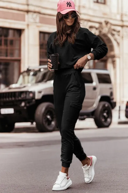 Stephanie Black Jogger Co Ord sold by Va Va Voom