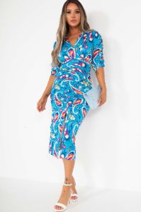Lilith Blue Printed Midi Dress sold by Va Va Voom
